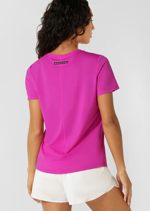 Never Give Up Active T-Shirt - Electric Pink