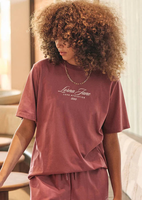 Luxe Athletic Relaxed T-Shirt - Renaissance Rose - $99 T-SHIRT & SHORT SET