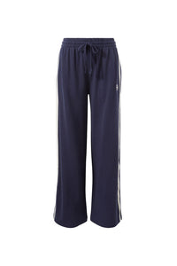 Gigi Wide Leg Terry Trackpant - New Navy Side Stripe