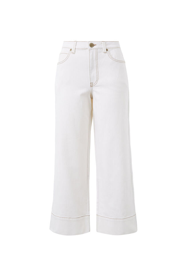 Jude Wide Leg Crop Jean - Fresh Ecru