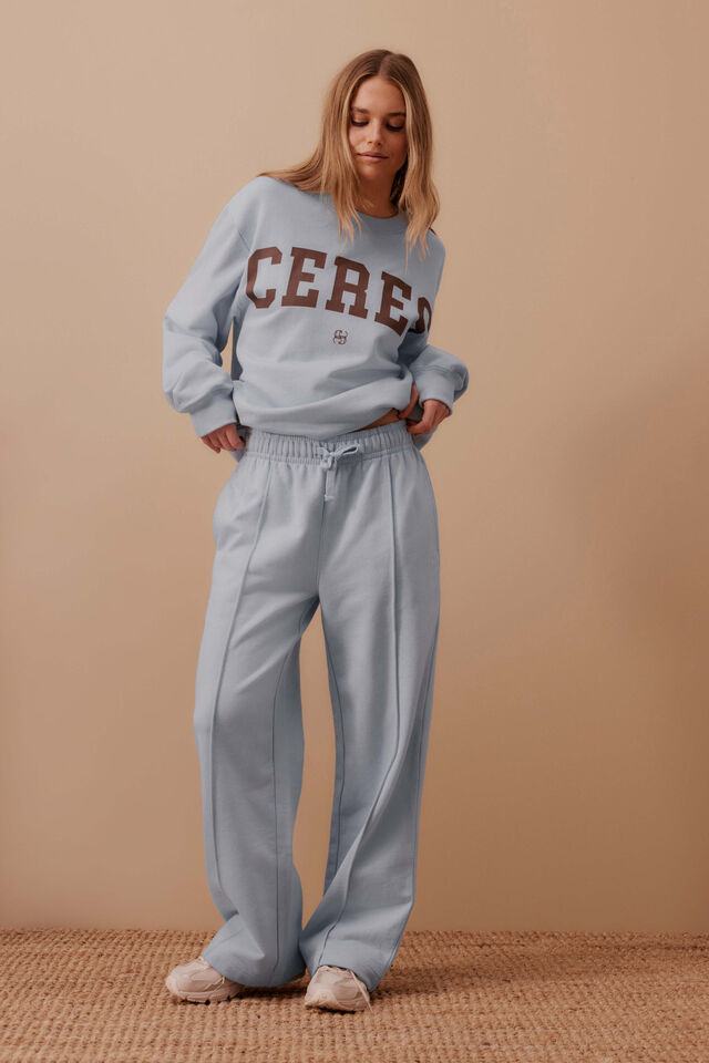 Gracie Relaxed Pin Tuck Trackpant - Chalk Blue