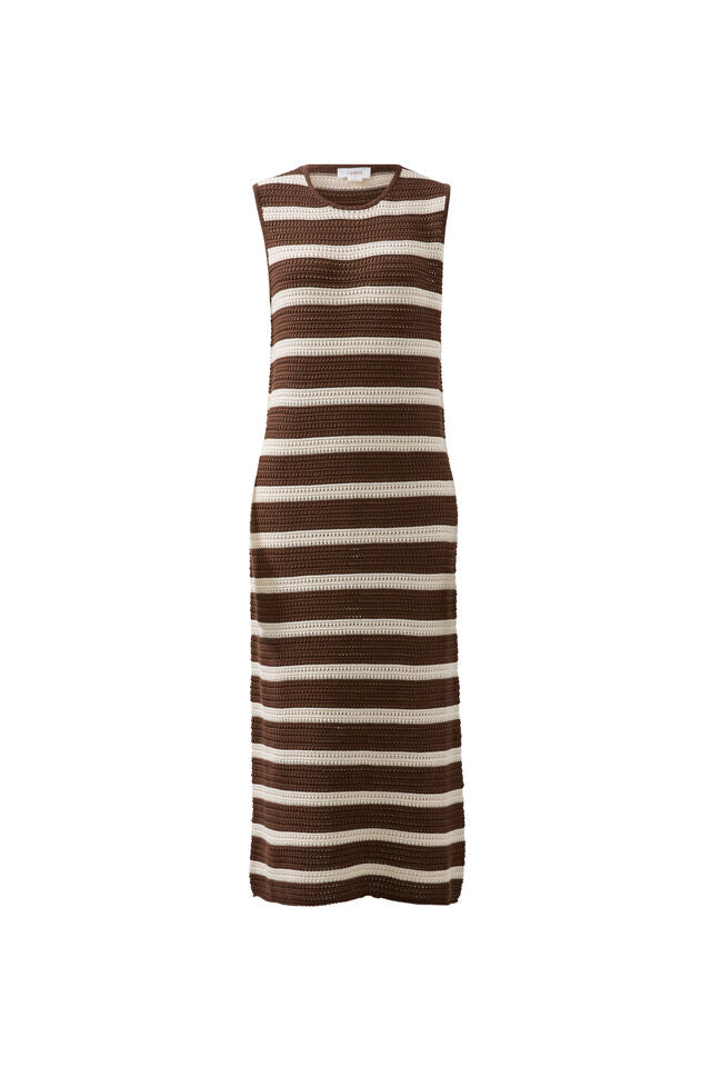 Margot Mesh Knit Tank Midi Dress - Choc Stripe