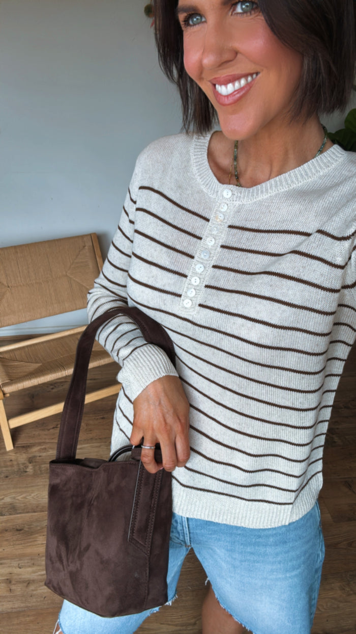 Gia Stripe Knit - Chocolate Stripe