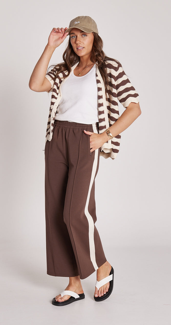 Noah Cropped Pant - Chocolate Cream Stripe