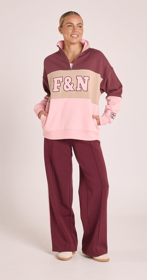 Noah Wide Pant - Plum Pink Stripe