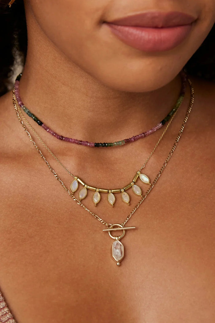 Tourmaline Ombre Gold Necklace