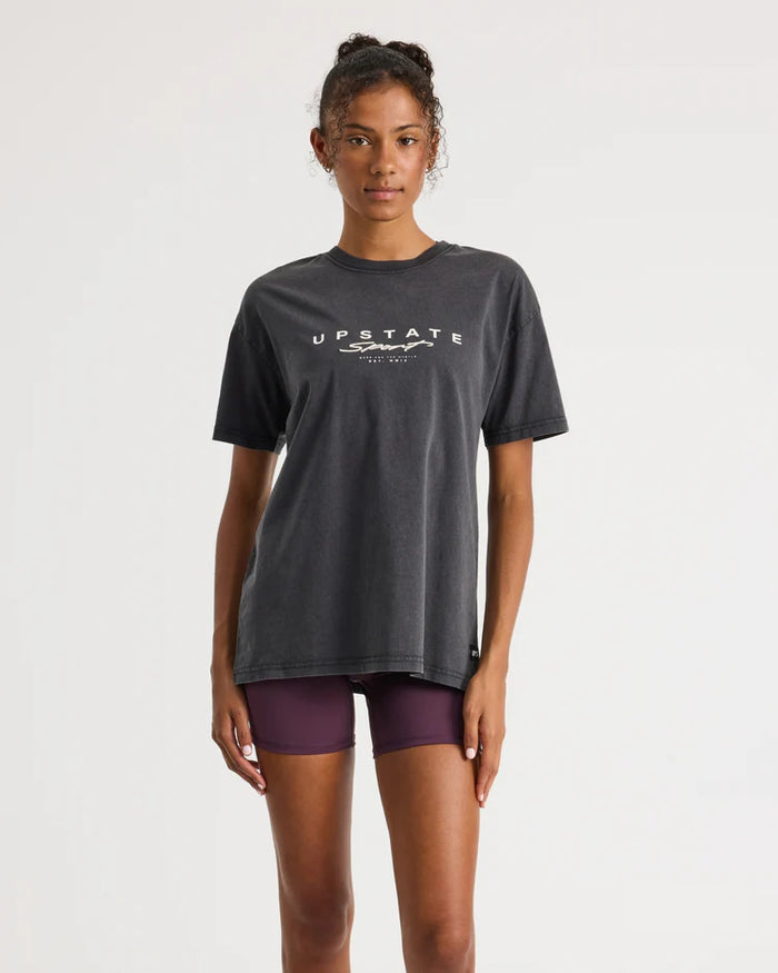 Thrive Tee - Black Snow Wash Stacked Script
