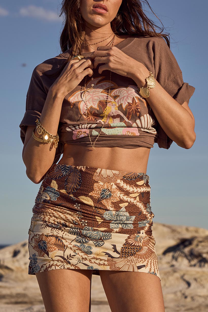 Volcano Goddess Mini Skirt - Coconut