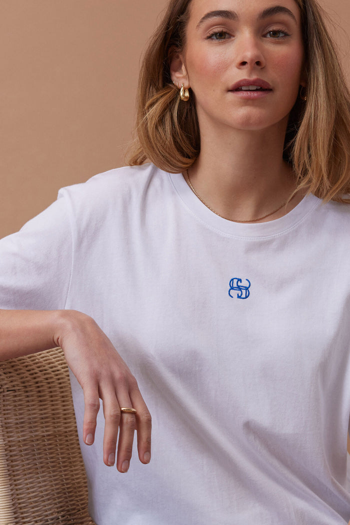 Lola Longline - White Azure/Blue Monogram