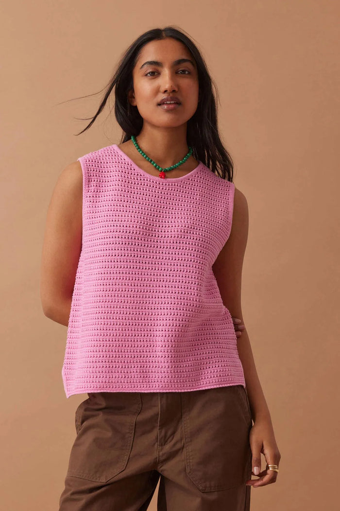 Margot Mesh Knit Tank - Hibiscus Pink