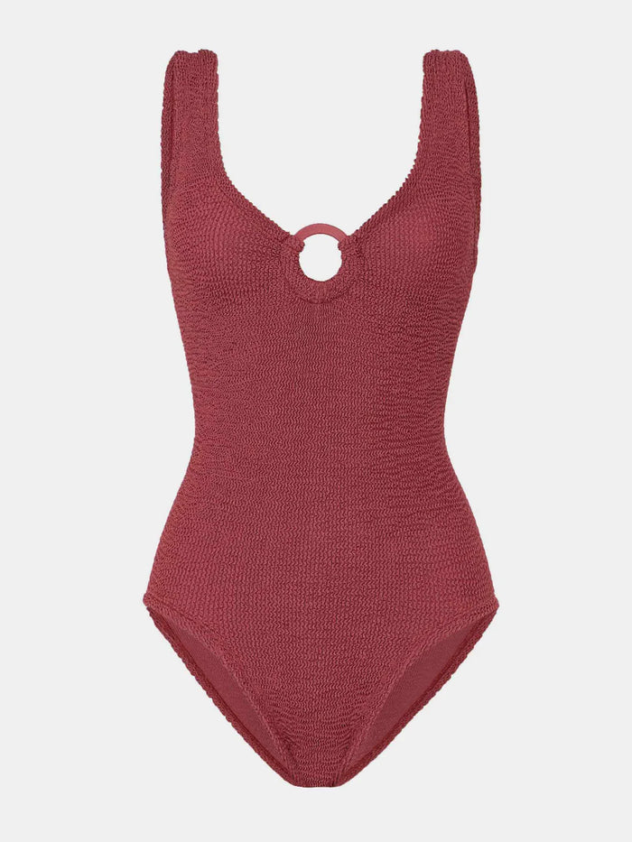 Coverage Celine Swim With Tonal Hoops - Metallic Rosewood