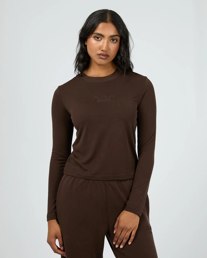 Luxe Active Long Sleeve Top - Brown