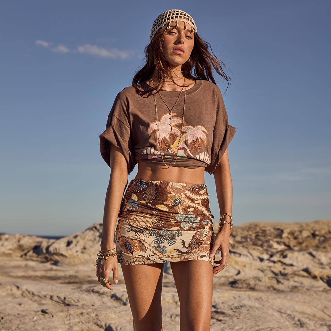 Volcano Goddess Mini Skirt - Coconut