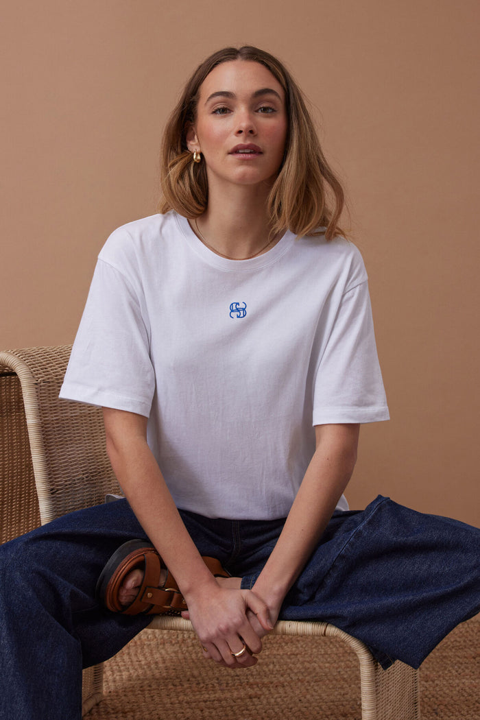 Lola Longline - White Azure/Blue Monogram