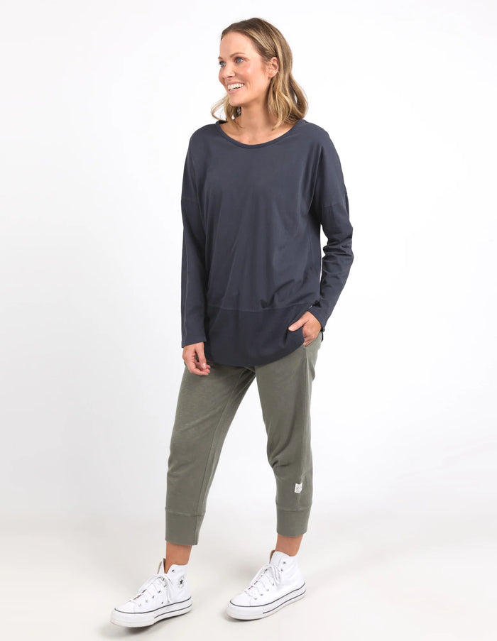 Rib Long Sleeve Tee - Navy