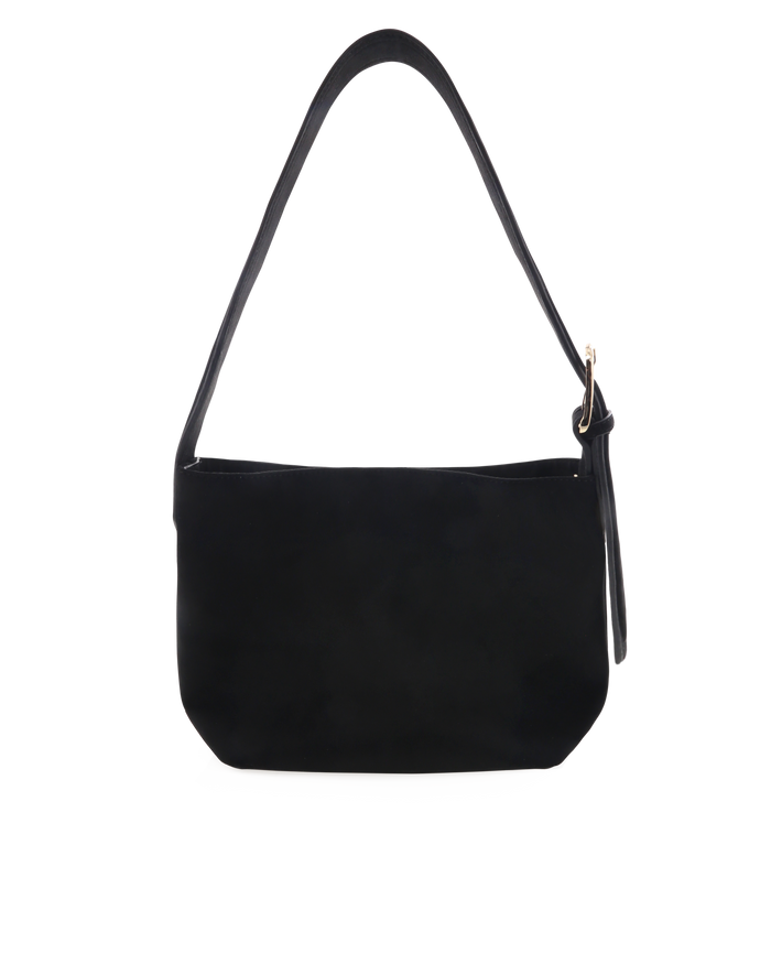 Freya Shoulder Bag - Black Suede