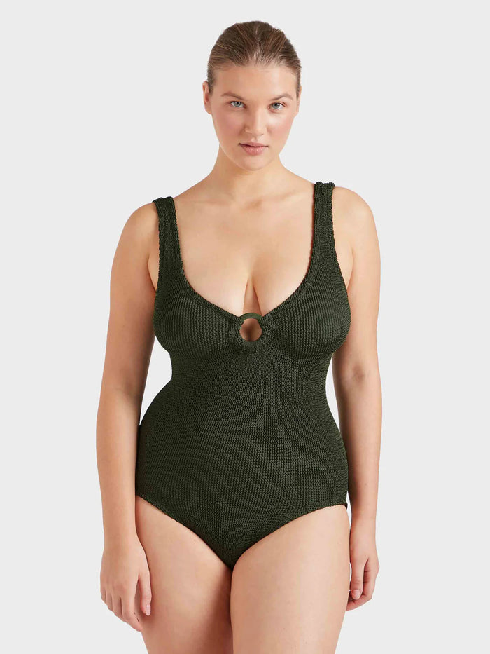 Coverage Celine Swim With Tonal Hoops - Metallic Khaki