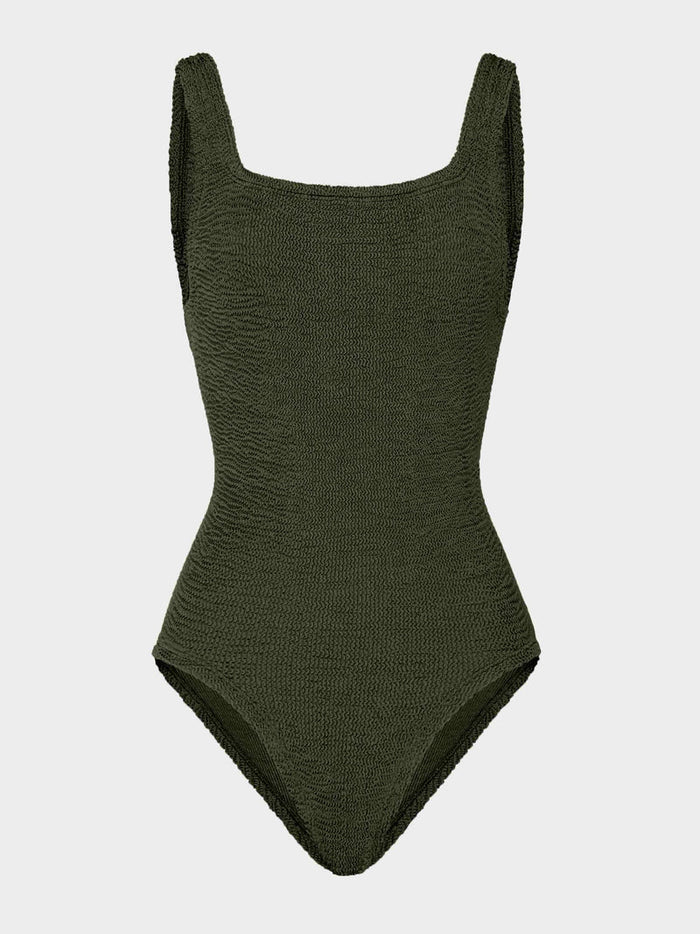 Coverage Square Neck Swim - Metallic Khaki