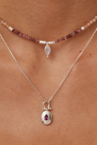 Theia Tourmaline & Sunstone Silver Beaded Necklace