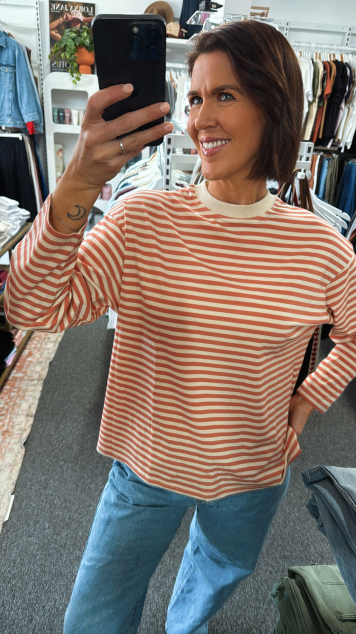 Peach/Beige Stripe Long Sleeve