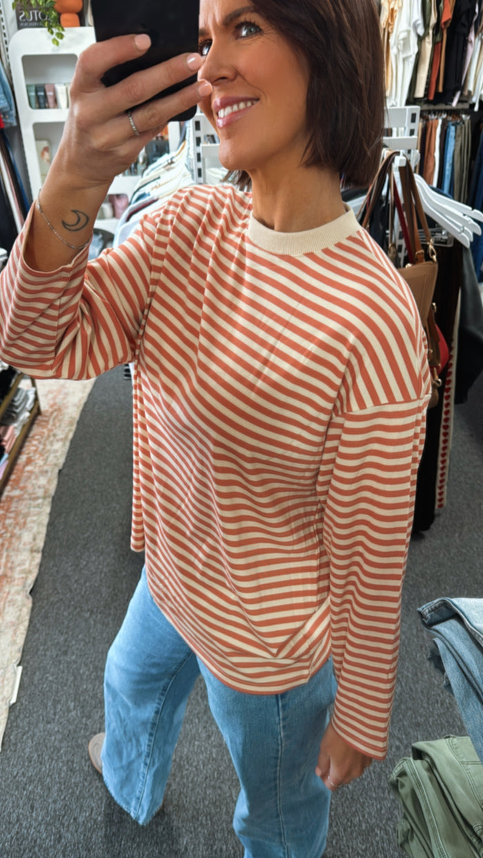 Peach/Beige Stripe Long Sleeve