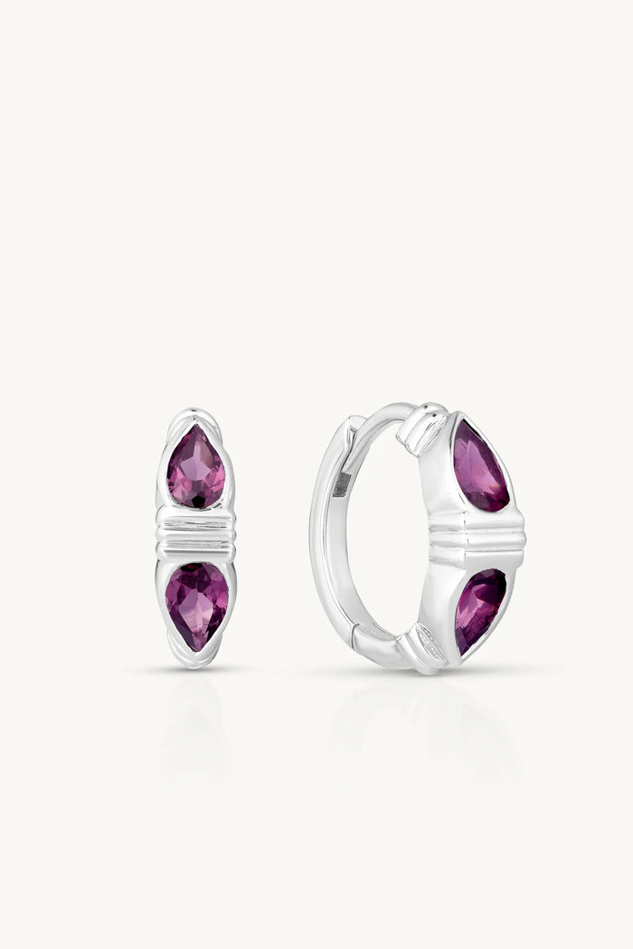 Eden Rhodolite Silver Hoops
