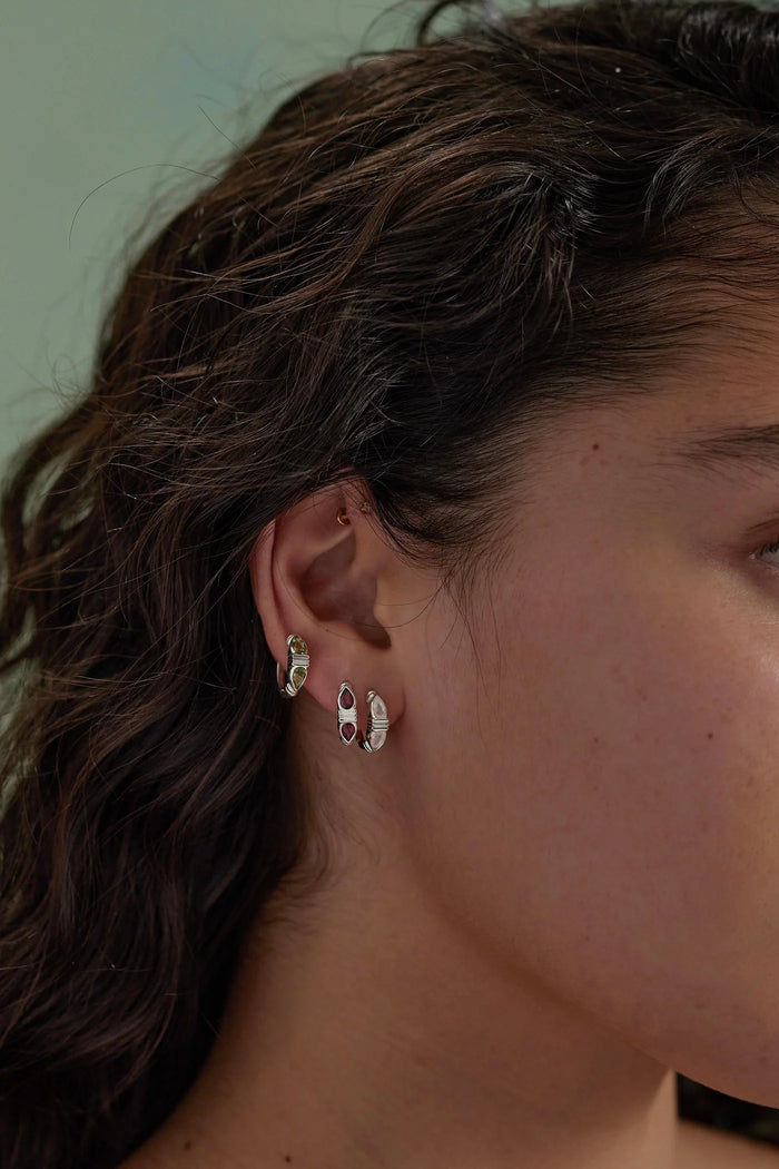 Eden Rhodolite Silver Hoops