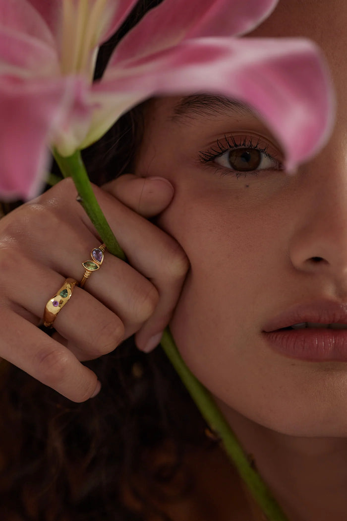 Xanthe Iolite & Apatite Gold Ring