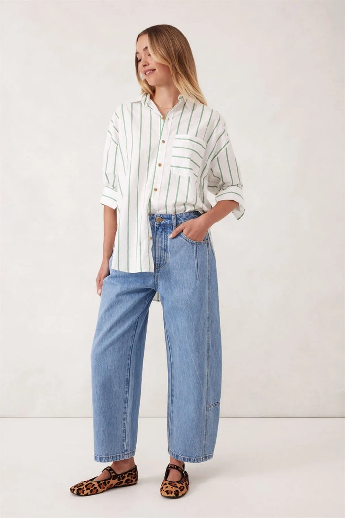 Darted Barrel Jean - Vintage Blue