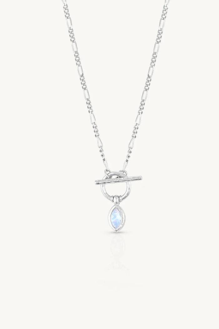 Marquise Moonstone Toggle Silver Necklace