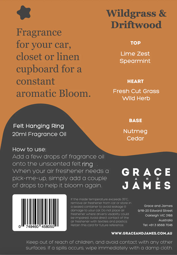 Bloom Collection - Wildgrass & Driftwood - Felt Air Freshener