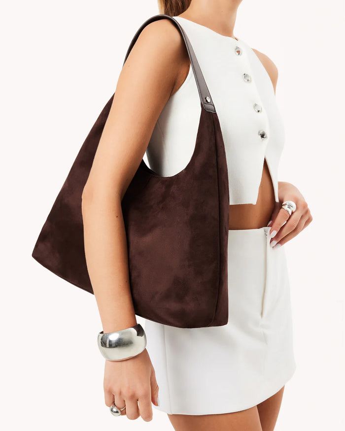Tammy Shoulder Bag - Chocolate Suede