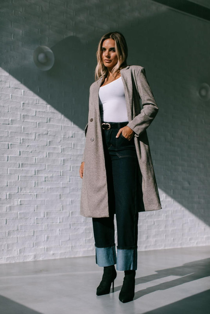 Waldorf Herringbone Coat - Mocha