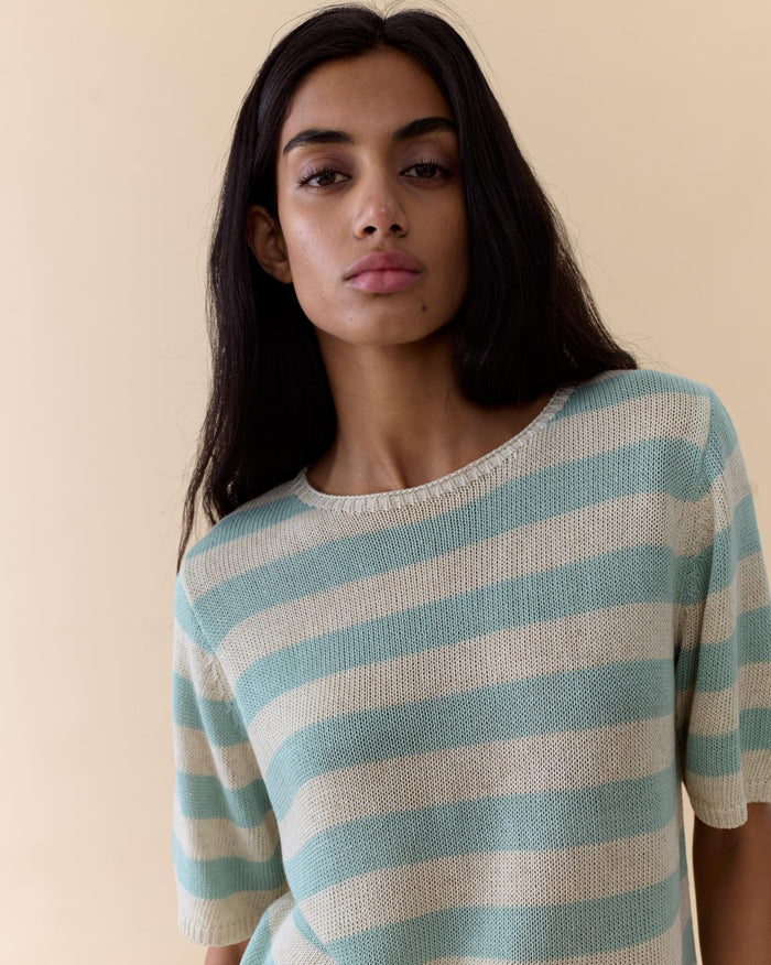 Stripe Summer Tee - Duck Egg