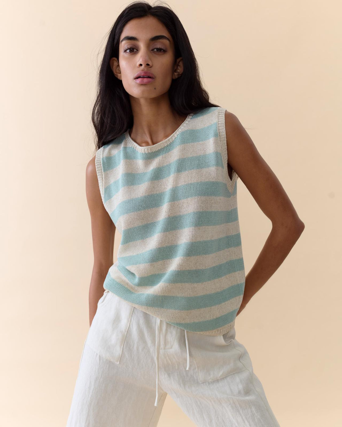 Stripe Sia Tank – Duck Egg