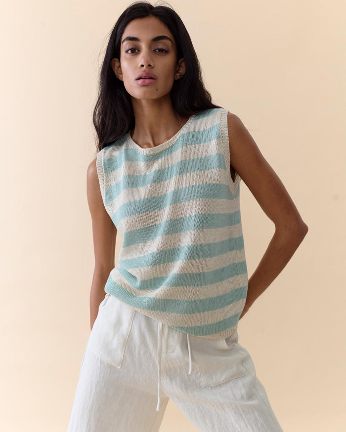 Stripe Sia Tank – Duck Egg