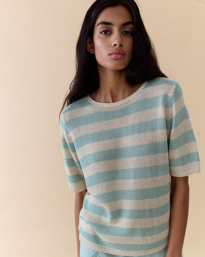Stripe Summer Tee - Duck Egg