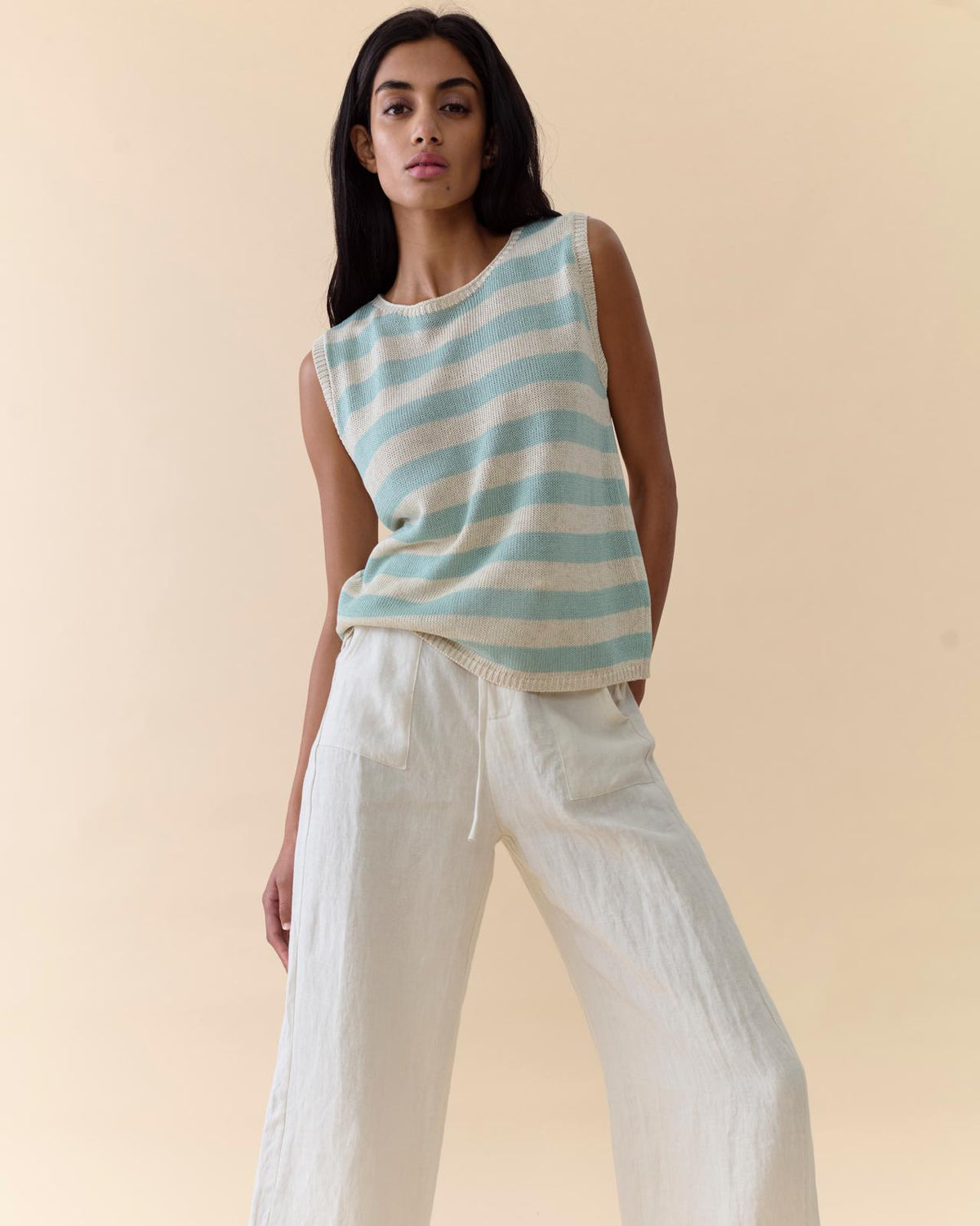 Stripe Sia Tank – Duck Egg