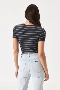 Alex Stripe Baby Rib Tee - Faded Black - Sare StoreRollas JeansTops
