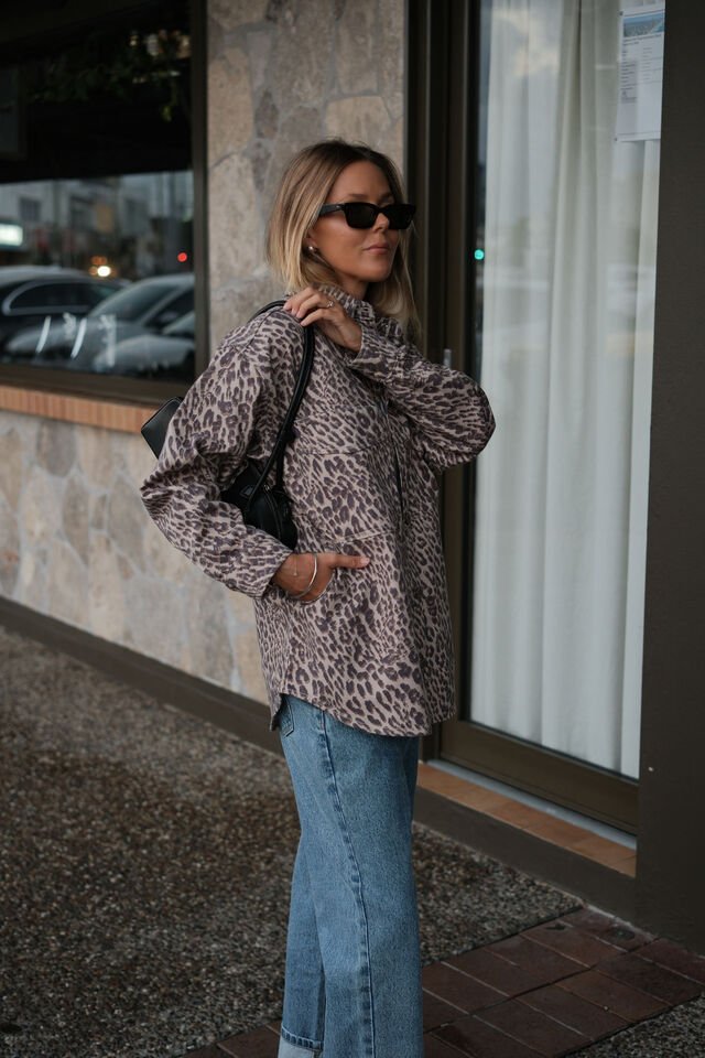 Bobbi Side Pocket Denim Shacket - Leopard - Sare StoreCeres LifeJacket