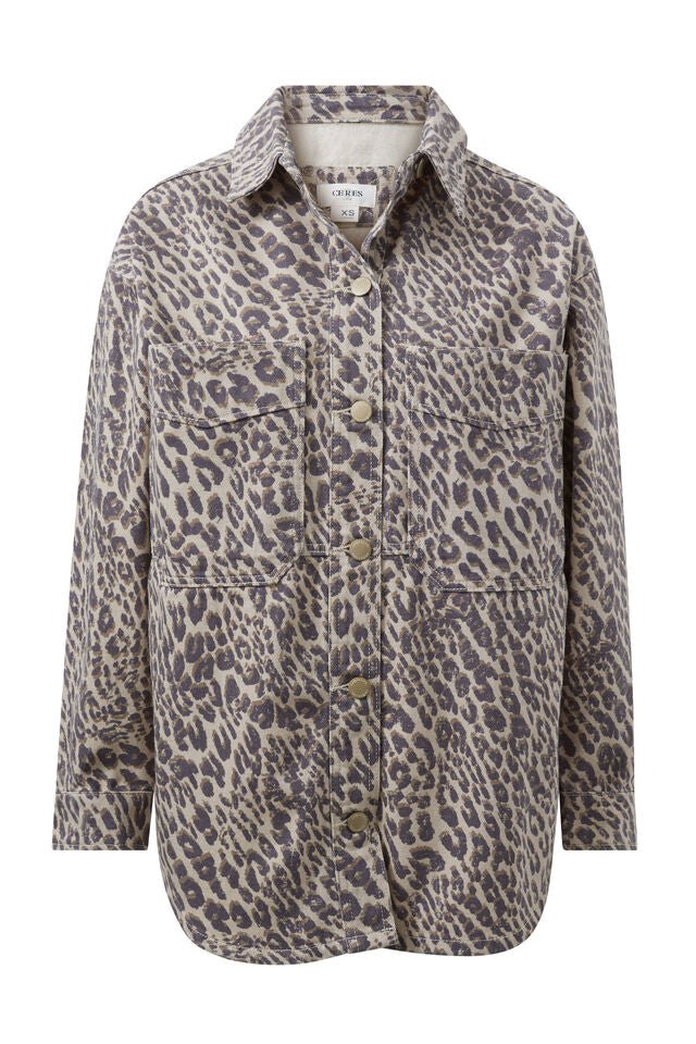 Bobbi Side Pocket Denim Shacket - Leopard - Sare StoreCeres LifeJacket