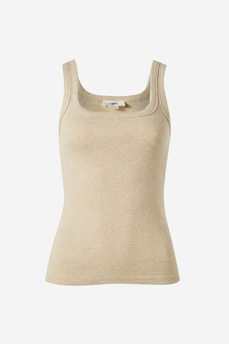 Contour Rib Square Neck Tank - Oatmeal Marle - Sare StoreCeres LifeTank