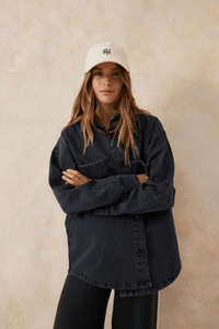 Denim Side Pocket Shacket - Washed Black - Sare StoreCeres LifeJacket