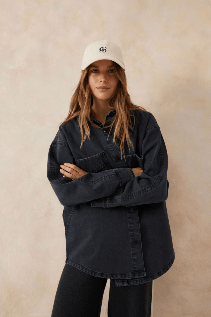 Denim Side Pocket Shacket - Washed Black - Sare StoreCeres LifeJacket