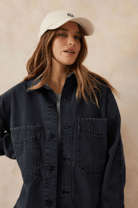 Denim Side Pocket Shacket - Washed Black - Sare StoreCeres LifeJacket