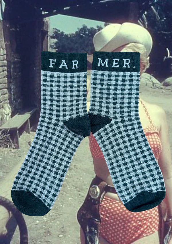 FAR MER. Green Check Socks