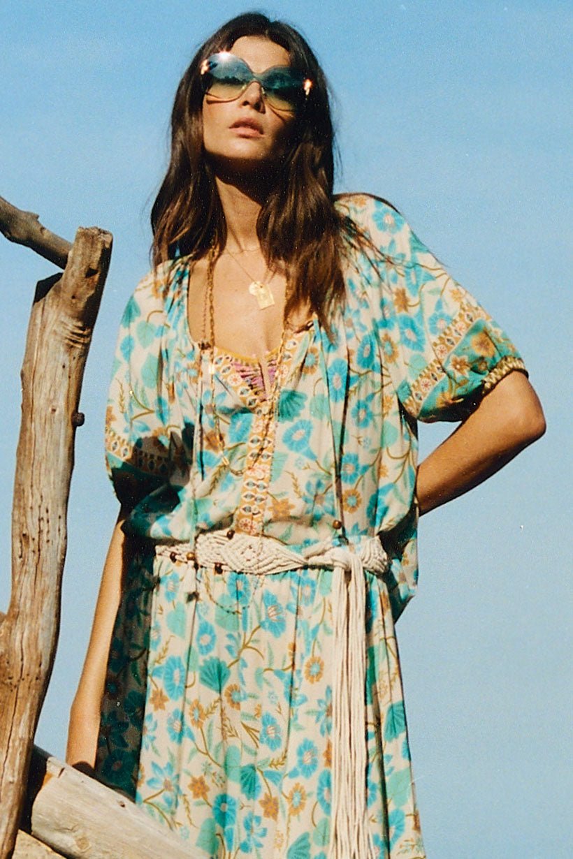 Goldie Short Sleeve Blouse - Lagoon - Sare StoreSPELLBlouse