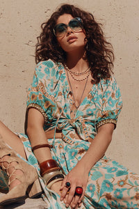 Goldie Short Sleeve Blouse - Lagoon - Sare StoreSPELLBlouse