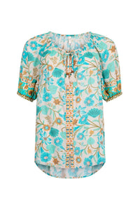 Goldie Short Sleeve Blouse - Lagoon - Sare StoreSPELLBlouse