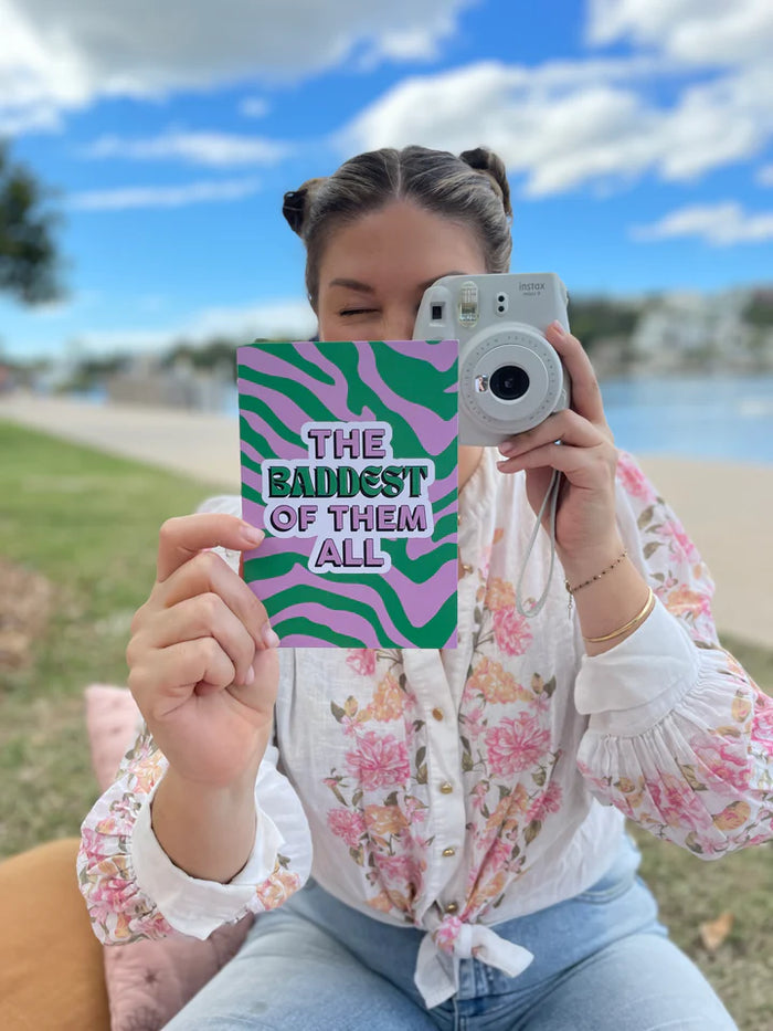 Baddest of them all - Green & Purple Just Because Greeting Card